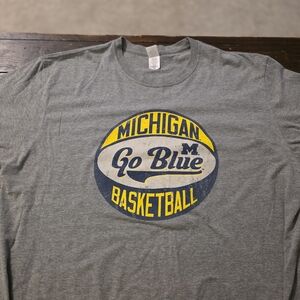 Gray Michigan Go Blue Basketball T-Shirt